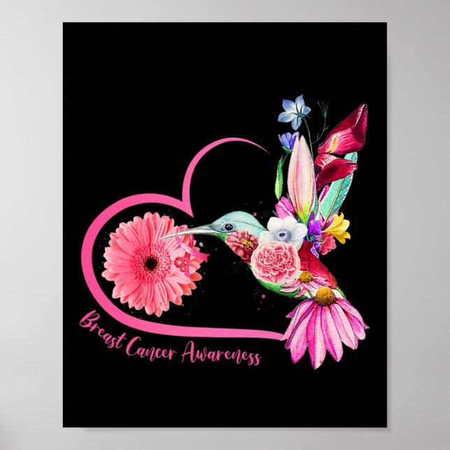 Hummingbird Sonnenblume Rosa Ribbon Brustkrebs Aw Poster (Vorne)