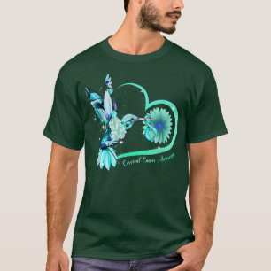 Hummingbird Sonnenblumen Herz Aquamarin Ribbon Cer T-Shirt