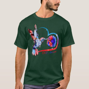 Hummingbird Sonnenblumen Herz Blue & Red Ribbon CH T-Shirt