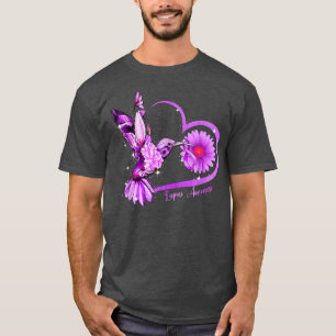 Hummingbird Sonnenblumen Herz Lila Ribbon Lupus Aw T-Shirt