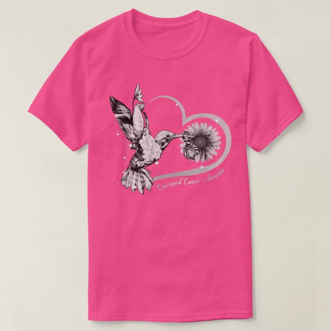 Hummingbird Sonnenblumen Herz Zebra Ribbon Carcino T-Shirt (Design vorne)