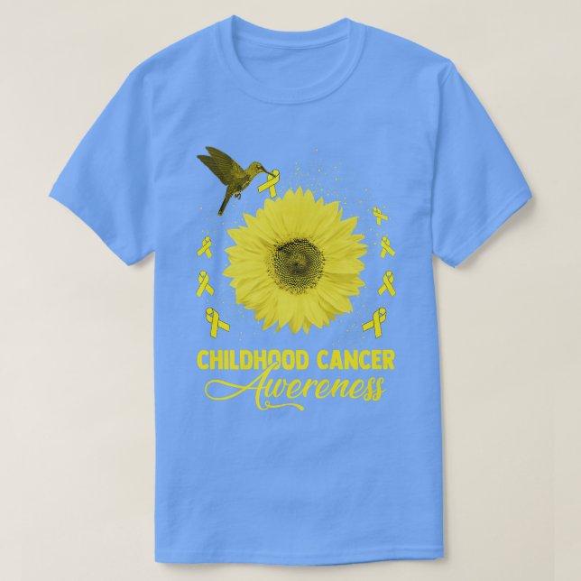 Hummingbird & Sonnenblumen Kinderkrebs-Bewusstsein T-Shirt (Design vorne)