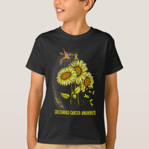 Hummingbird Sonnenblumen Kinderkrebs Bewusstsein T-Shirt