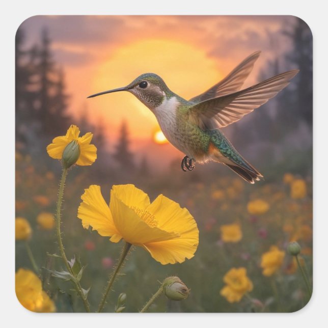 Hummingbird Square Stickers (Vorderseite)