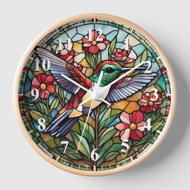 Hummingbird-Stettingglas-Vogeluhr Uhr (Vorderseite)