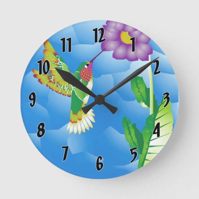 Hummingbird: stilisiert runde wanduhr (Vorderseite)