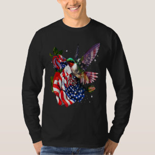 Hummingbird Stolz und Rose American Flag 4. JU T-Shirt