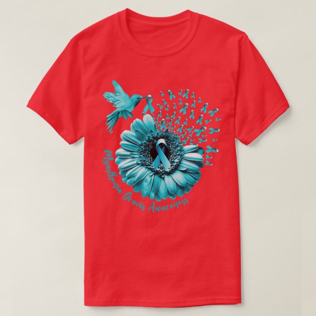 Hummingbird Sunflower Aquamarin Myasthenia Gravis  T-Shirt (Design vorne)