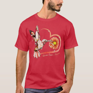 Hummingbird Sunflower Heart Peach Ribbon Uterus C T-Shirt
