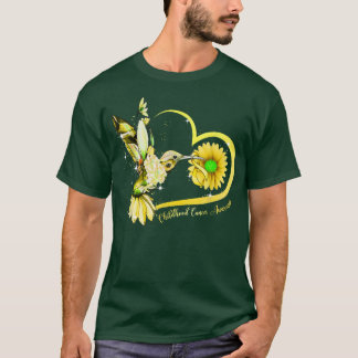 Hummingbird Sunflower Heart Yellow Ribbon Childhoo T-Shirt