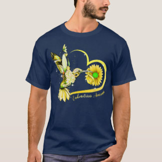 Hummingbird Sunflower Heart Yellow Ribbon Endomete T-Shirt