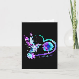 Hummingbird Sunflower Herz Lila Ribbon Suizid Karte