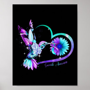Hummingbird Sunflower Herz Lila Ribbon Suizid Poster