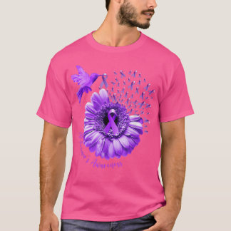 Hummingbird Sunflower Lila Alzheimers Awareness T-Shirt