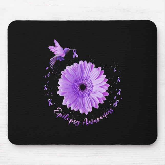 Hummingbird Sunflower Lila Ribbon Epilepsy Aware Mousepad (Vorne)