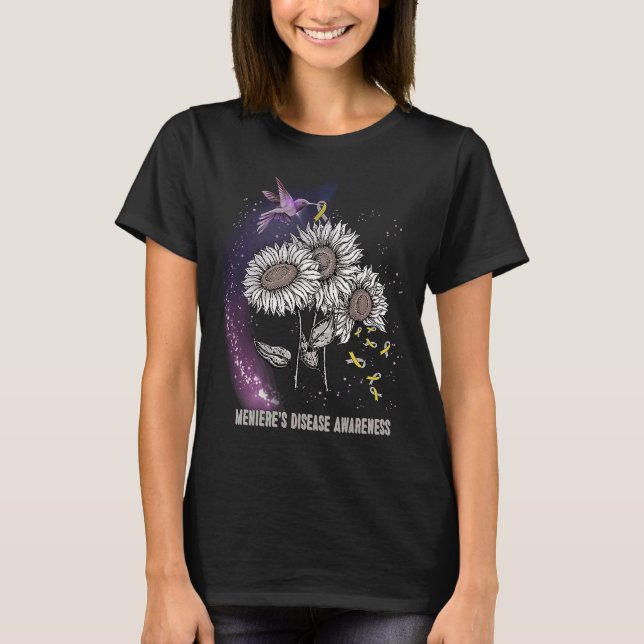 Hummingbird Sunflower Meniere's Disease Awareness T-Shirt (Vorderseite)
