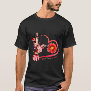Hummingbird Sunflower Red Ribbon Blood Cancer Awar T-Shirt