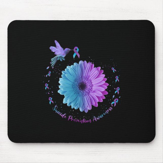 Hummingbird Sunflower Suicide Prevention Awareness Mousepad (Vorne)
