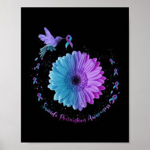 Hummingbird Sunflower Suicide Prevention Awareness Poster
