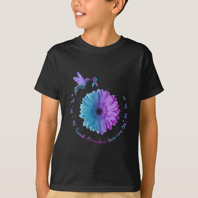Hummingbird Sunflower Suicide Prevention Awareness T-Shirt (Vorderseite)