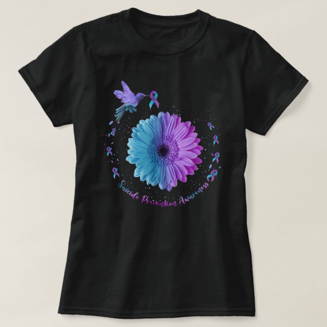 Hummingbird Sunflower Suicide Prevention Awareness T-Shirt (Design vorne)