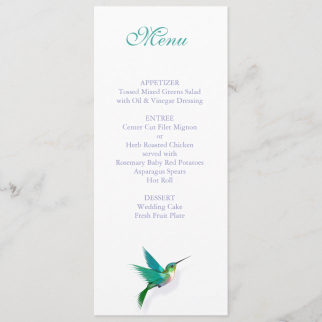 Hummingbird Swirl Menu Menükarte (Vorderseite)