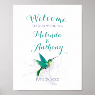 Hummingbird Swirl Wedding Poster