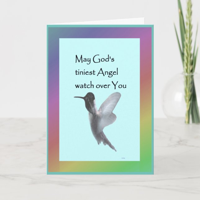 Hummingbird Sympathy Card-Gottes kleinster Engel Karte (Vorderseite)