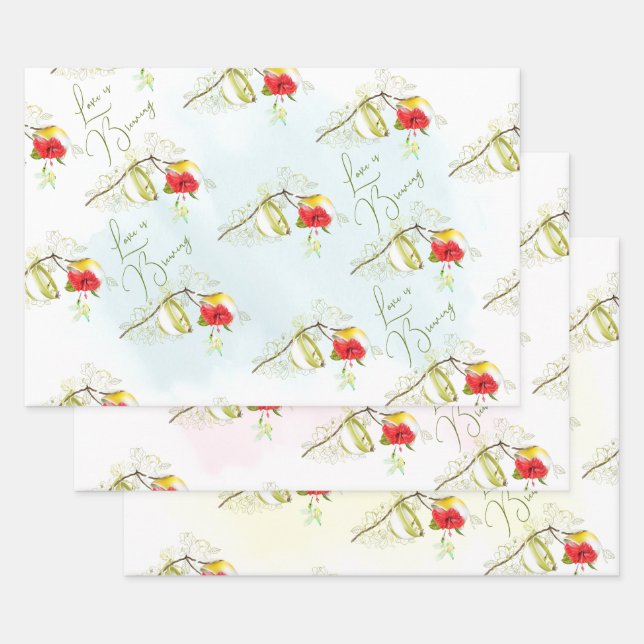 Hummingbird Teacup Floral Geschenkpapier Set (Set)