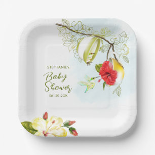 Hummingbird Teacup Floral Pappteller