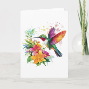 Hummingbird Tropische Blume Karte