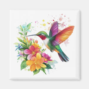 Hummingbird Tropische Blume Magnet