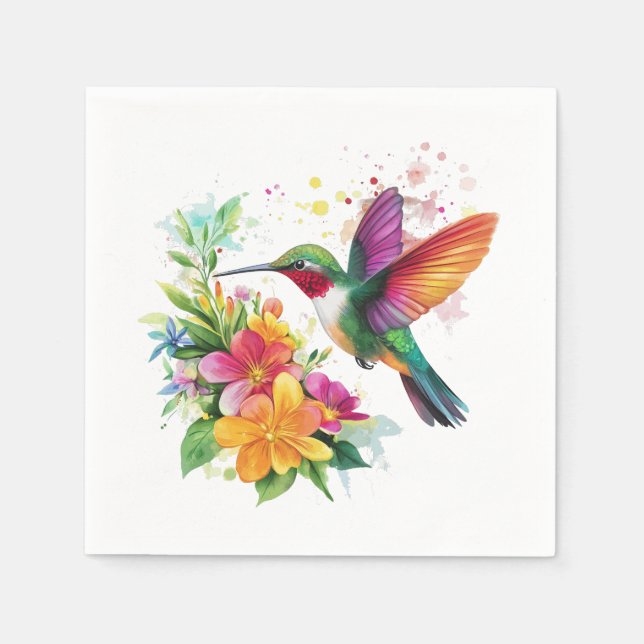 Hummingbird Tropische Blume Serviette (Vorderseite)
