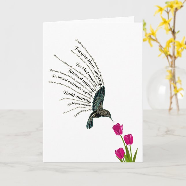 Hummingbird-Tulpen Karte (Gelbe Blume)