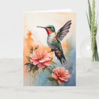 Hummingbird Umgeben von wunderschönen Blume Leere