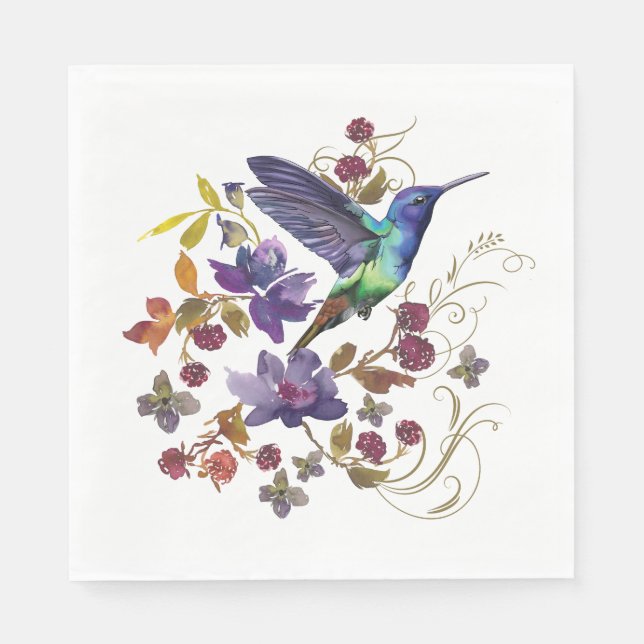 Hummingbird und Berries Paper Napkin Serviette (Vorderseite)