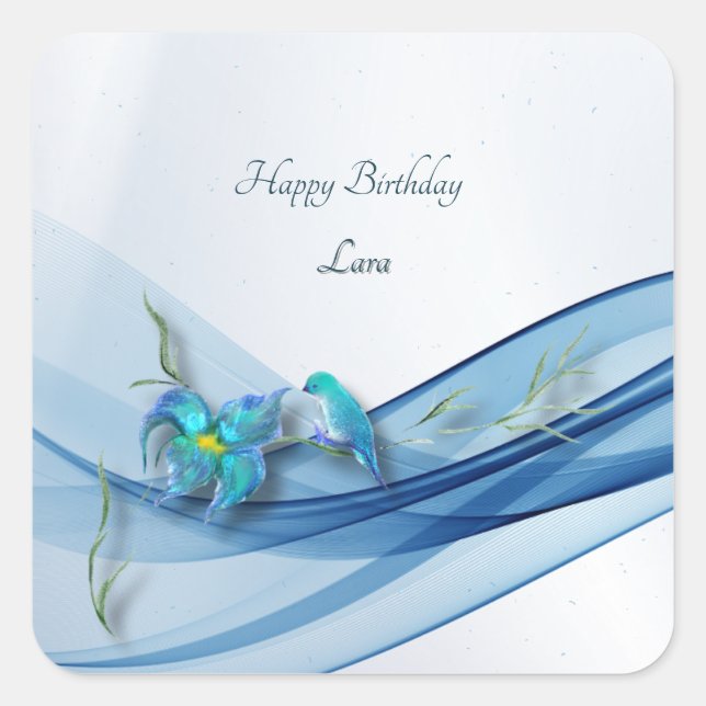 Hummingbird und Blue Wave Quadratischer Aufkleber (Vorderseite)