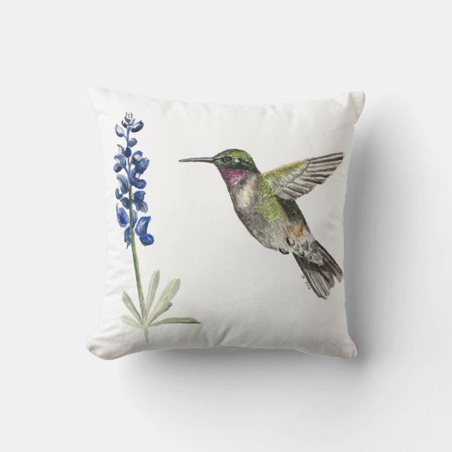 Hummingbird und Bluebonnet Kissen (Vorderseite)