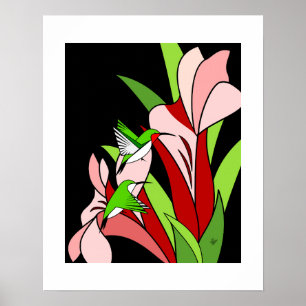 Hummingbird und Blume Art Print Poster