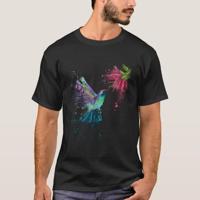 Hummingbird und Blume Bird Watcher Hummingbird Lo T-Shirt (Vorderseite)
