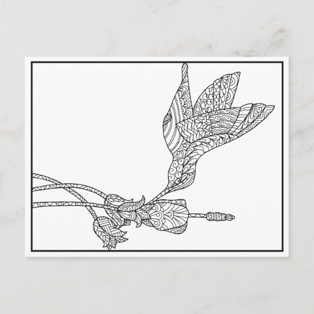 Hummingbird und Blume Design Postkarte (Vorderseite)