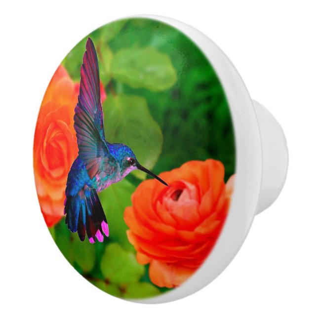 Hummingbird und Blume Keramik Knob Keramikknauf (Rechts)