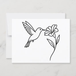 Hummingbird und Blume - Minimalistische Schwarze L Postkarte