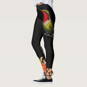 HUMMINGBIRD UND BLUME SCHWARZE CUSTOM-Leggings Leggings