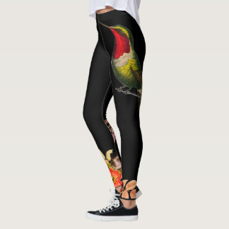 HUMMINGBIRD UND BLUME SCHWARZE KUSTOM Leggings