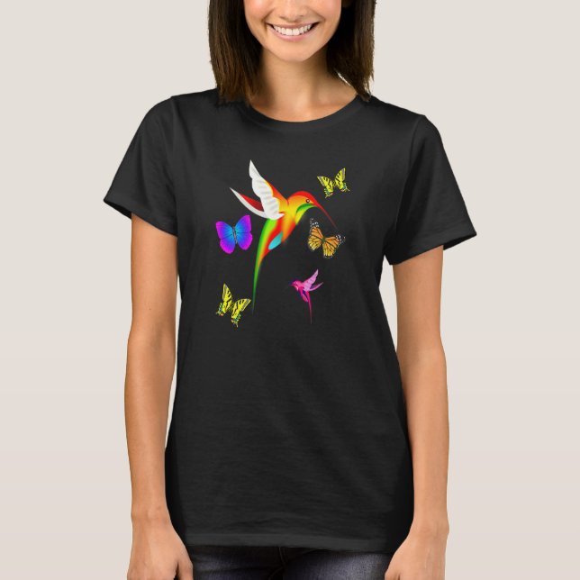 Hummingbird und Butterfly Nature Liebhaber farbenf T-Shirt (Vorderseite)