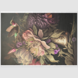 Hummingbird und Dark Moody Florals decoupage Seidenpapier