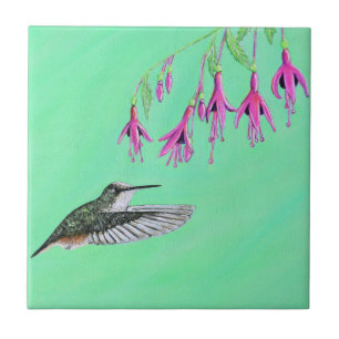 Hummingbird und Fuchsia-Malerei Fliese