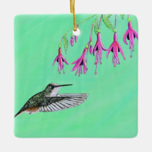 Hummingbird und Fuchsia-Malerei Keramikornament