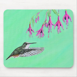 Hummingbird und Fuchsia-Malerei Mousepad
